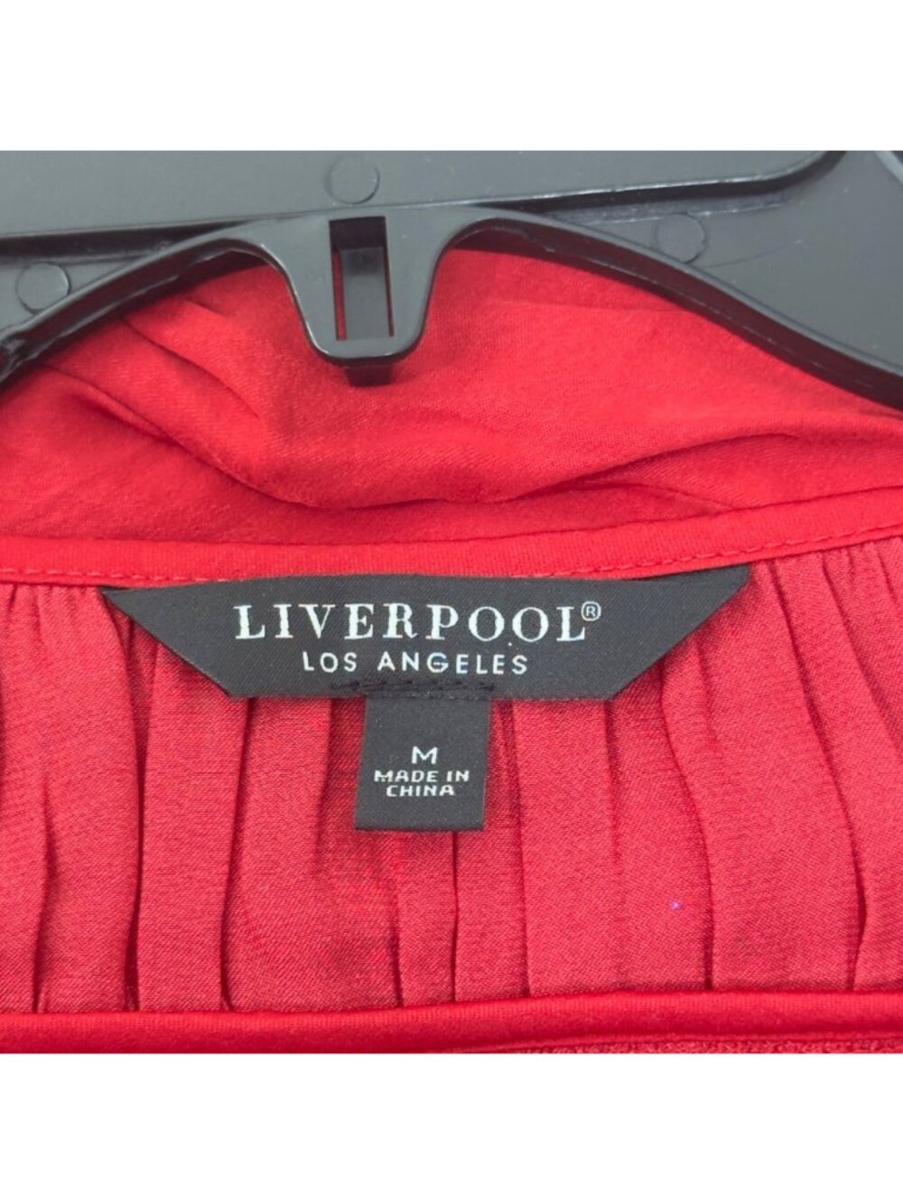 Liverpool Womens Tango Red Long Sleeve Blouse V-Neck Smocked Details Size M - Picture 3 of 11
